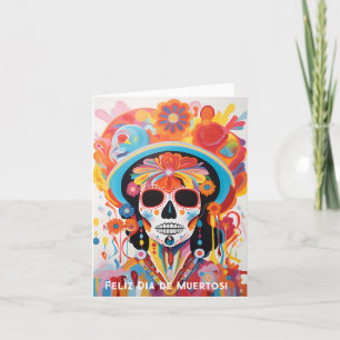 Tarjeta Festiva Texto personalizado Dia de Muertos La Calavera Cat