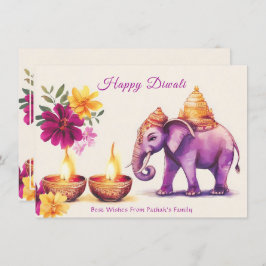 Tarjeta Festiva Texto personalizado, Diwali Elephant Grace