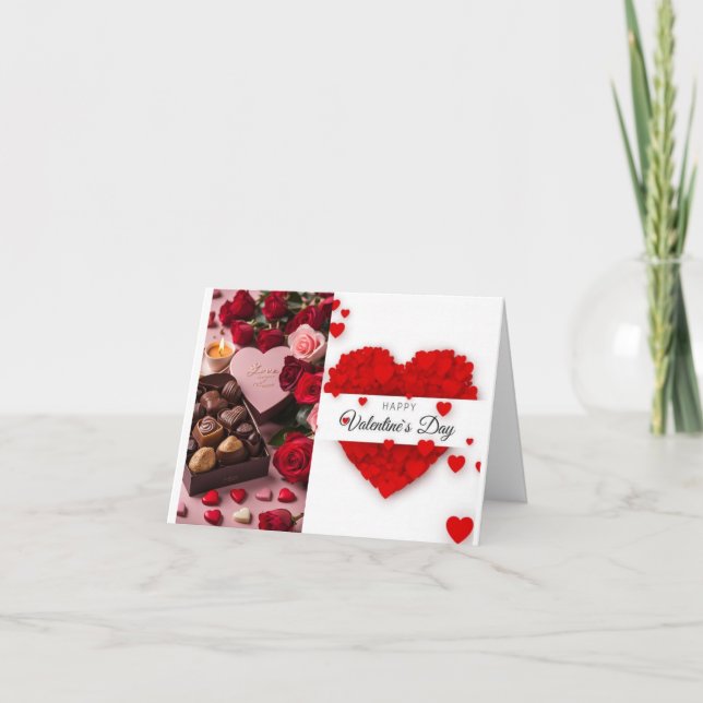 Tarjeta Festiva Texto personalizado en forma de corazón. (Anverso)