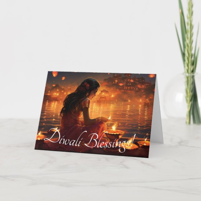 Tarjeta Festiva texto personalizado 🤩 Feliz Diwali (Anverso)