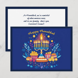 Tarjeta Festiva texto personalizado Feliz Hanukkah ✡️,