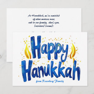 Tarjeta Festiva texto personalizado Feliz Hanukkah ✡️,