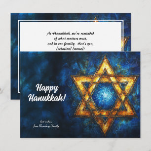 Tarjeta Festiva texto personalizado Feliz Hanukkah ✡️, Estrella de