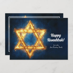 Tarjeta Festiva texto personalizado Feliz Hanukkah ✡️, Estrella de