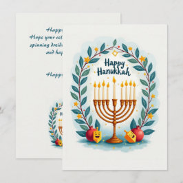 Tarjeta Festiva Texto personalizado Feliz Janucá Candelabro Corona