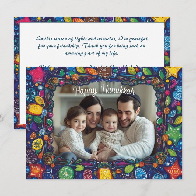 Tarjeta Festiva Texto personalizado Festival de las Luces Vibrante (Anverso / Reverso)