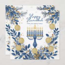 Tarjeta Festiva Texto personalizado Foliage Festividad Hanukkah