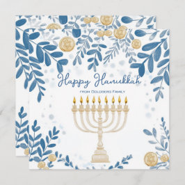 Tarjeta Festiva Texto personalizado Foliage Festividad Hanukkah