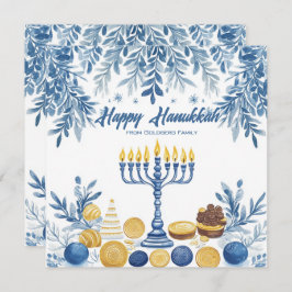 Tarjeta Festiva Texto personalizado Foliage Festividad Hanukkah