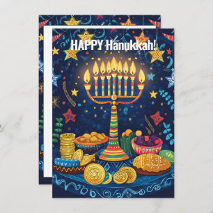Tarjeta Festiva Texto personalizado Hanukkah Harmony