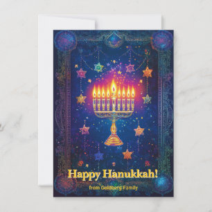 Tarjeta Festiva Texto personalizado✡️ Hanukkah Noche Estrellada Sh