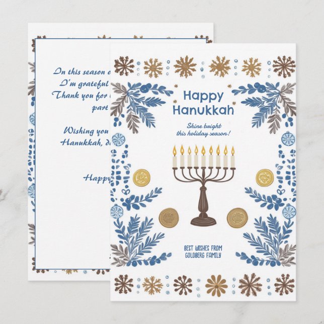 Tarjeta Festiva Texto personalizado "Luminoso Festival de las Luce (Anverso / Reverso)