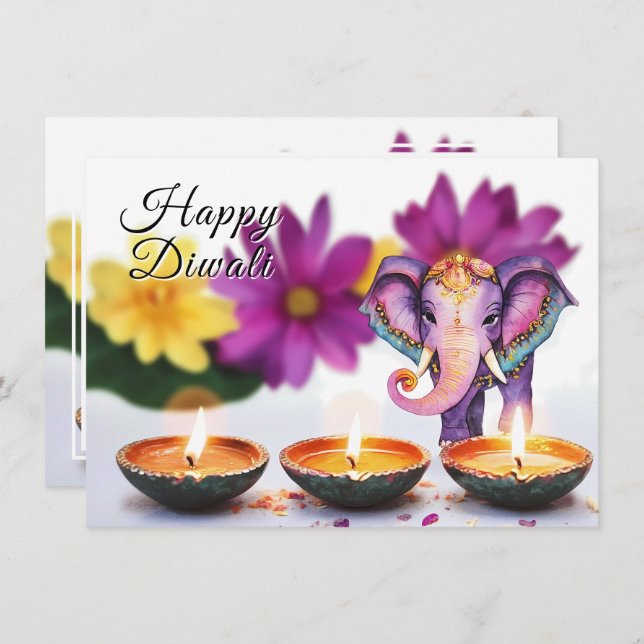 Tarjeta Festiva texto personalizado, Majestic Diwali (Anverso / Reverso)