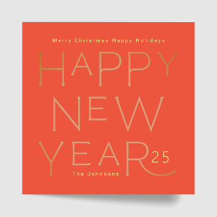 Tarjeta Festiva Texto Personalizado moderno Feliz Año Nuevo Editab
