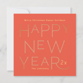 Tarjeta Festiva Texto personalizado moderno Feliz Año Nuevo Editab