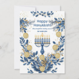 Tarjeta Festiva Texto personalizado Radiant Hanukkah Blooms