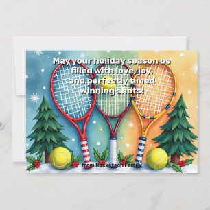 Tarjeta Festiva 🎾🎄Texto personalizado, Smash Festivo de Tres Man