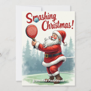 Tarjeta Festiva 🎾🎄Texto personalizado, Smash Shot de Santa