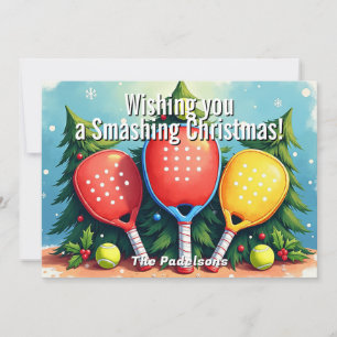 Tarjeta Festiva 🎾🎄Texto personalizado, Smash & Sparkle