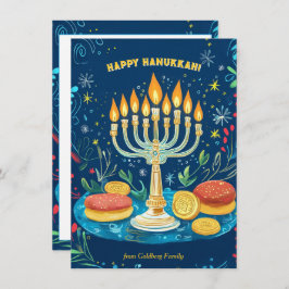 Tarjeta Festiva texto personalizado Starlit Hanukkah Wishes