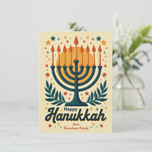 Tarjeta Festiva texto personalizado Vintage Feliz Janucá✡️,