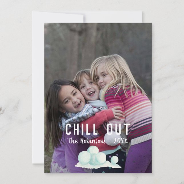 Tarjeta Festiva Texto superpuesto Navidades de nieve Foto de famil (Anverso)