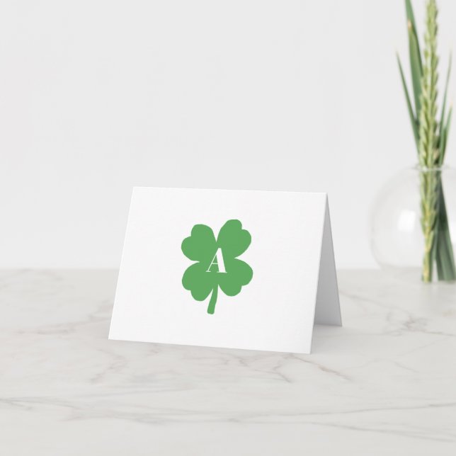 Tarjeta Festiva Textura acuática irlandesa de Shamrock monograma (Anverso)