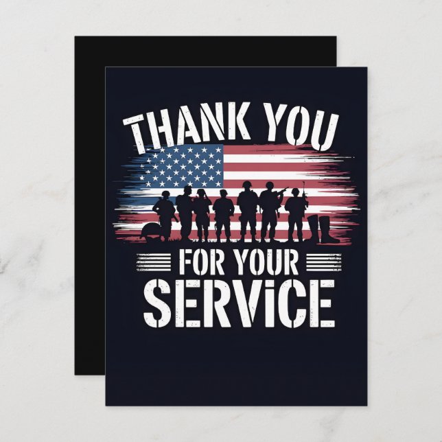 Tarjeta Festiva Thank You for Your Service: Veterans Day 2025  (Anverso / Reverso)
