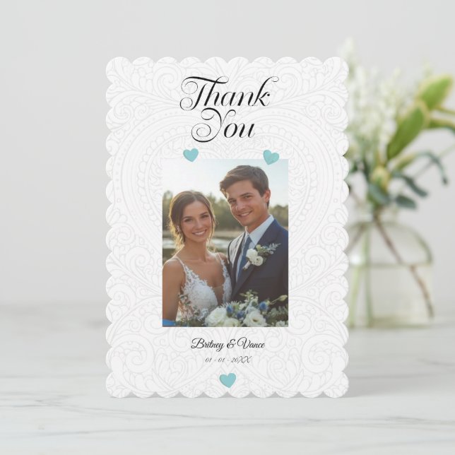 Tarjeta Festiva Thank You - Wedding Card (Anverso de pie)
