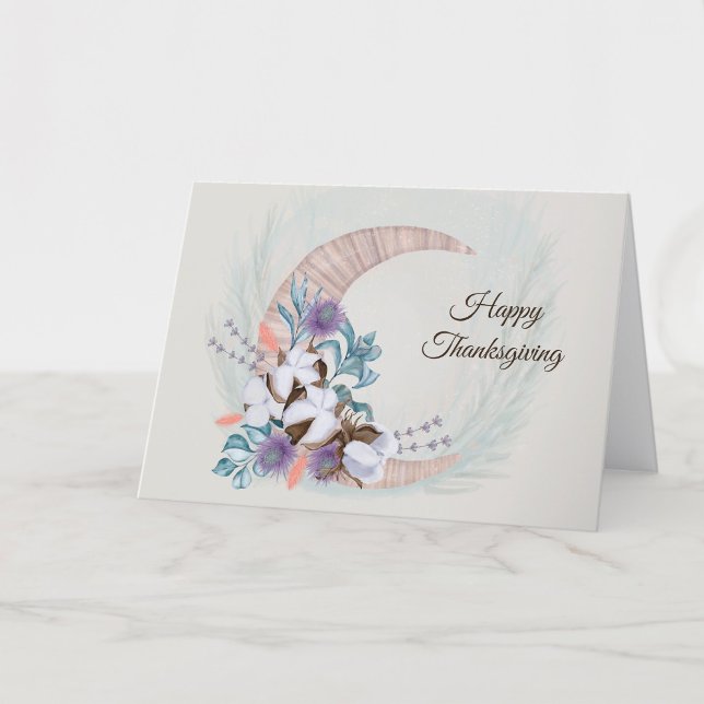 Tarjeta Festiva Thankding Morple Thistle Cotton Moon Floral (Subido por el creador)