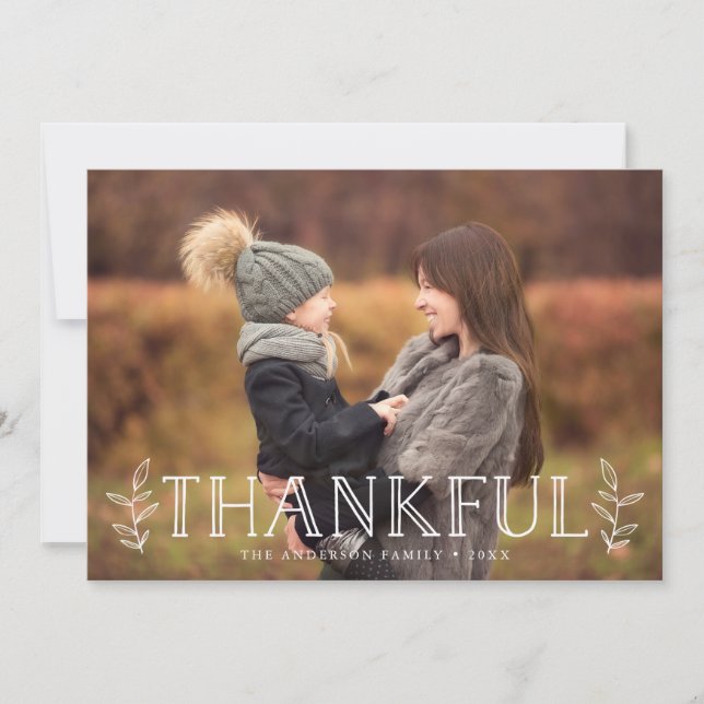 Tarjeta Festiva Thankful Foliage | Thanksgiving Photo Card (Anverso)