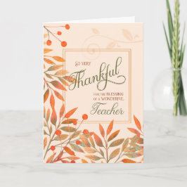 Tarjeta Festiva Thankful for a Wonderful Teacher Autumn Harvest