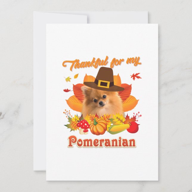 Tarjeta Festiva Thankful My Pomeranian Dog Thanksgiving Im Pumpki (Anverso)
