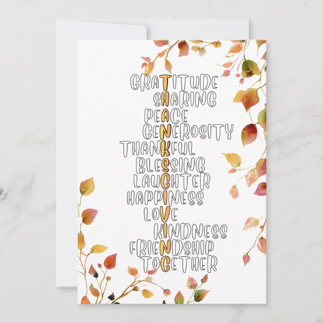 Tarjeta Festiva Thanksgiving Typography of Gratitude and Joy  (Anverso)