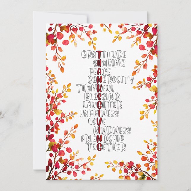 Tarjeta Festiva Thanksgiving Typography of Gratitude and Joy  (Anverso)