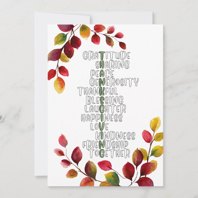 Tarjeta Festiva Thanksgiving Typography of Gratitude and Joy  (Anverso)