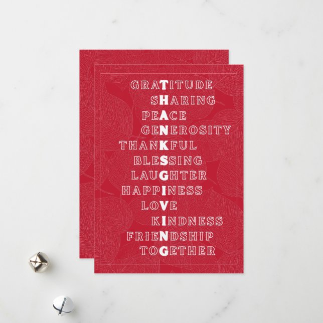 Tarjeta Festiva  Thanksgiving Word Art in Various Colors (Anverso/Reverso In Situ)