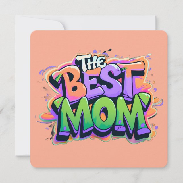 Tarjeta Festiva The best mom style graffiti (Anverso)