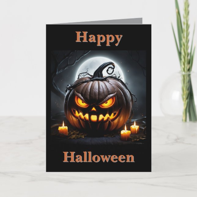 Tarjeta Festiva The Cackling Pumpkin Halloween Card (Anverso)