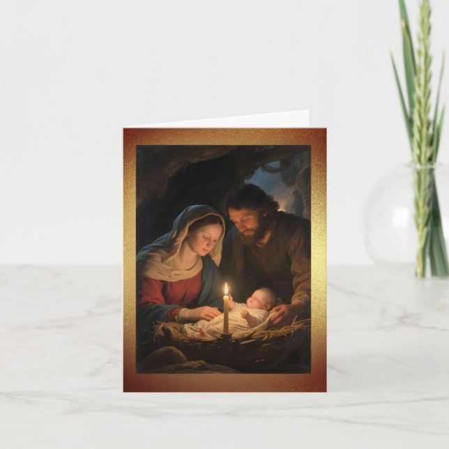 Tarjeta Festiva The Holy Family by Candlelight Christmas (Anverso)