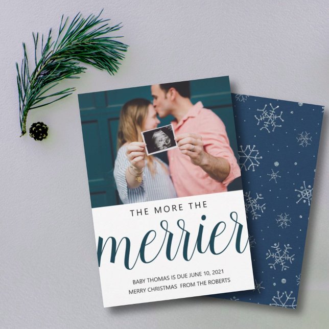 Tarjeta Festiva the more the merrier Christmas baby snowflakes (Subido por el creador)
