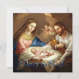 Tarjeta Festiva The Nativity with Mary, Joseph and baby Jesus