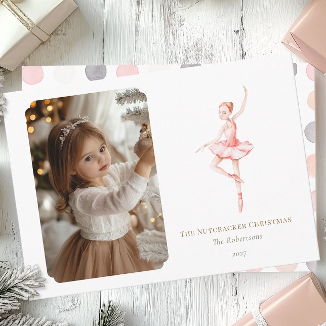 Tarjeta Festiva The Nutcracker Christmas Ballerina Photo Card  (Subido por el creador)