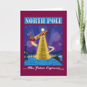Tarjeta Festiva The Polar Express Arte de viaje vintage Polo Nor