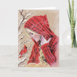 Tarjeta Festiva The visitor red cardinal card