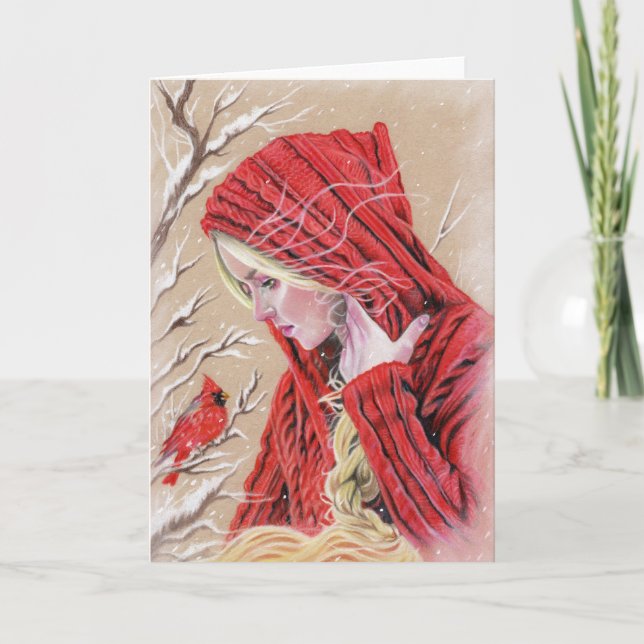 Tarjeta Festiva The visitor red cardinal card (Anverso)
