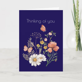 Tarjeta Festiva Thinking of You Botanical Wildflower Flower Boho