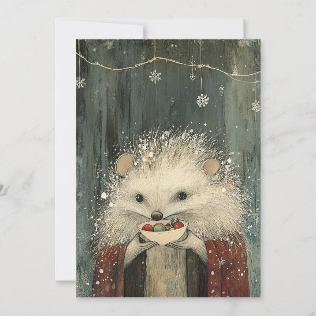 Tarjeta Festiva Thistle the Hedgehog | Woodland Whimsy  (Anverso)