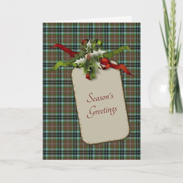 Tarjeta Festiva Thompson Hunting Ancient Tartan Christmas Holiday (Anverso)