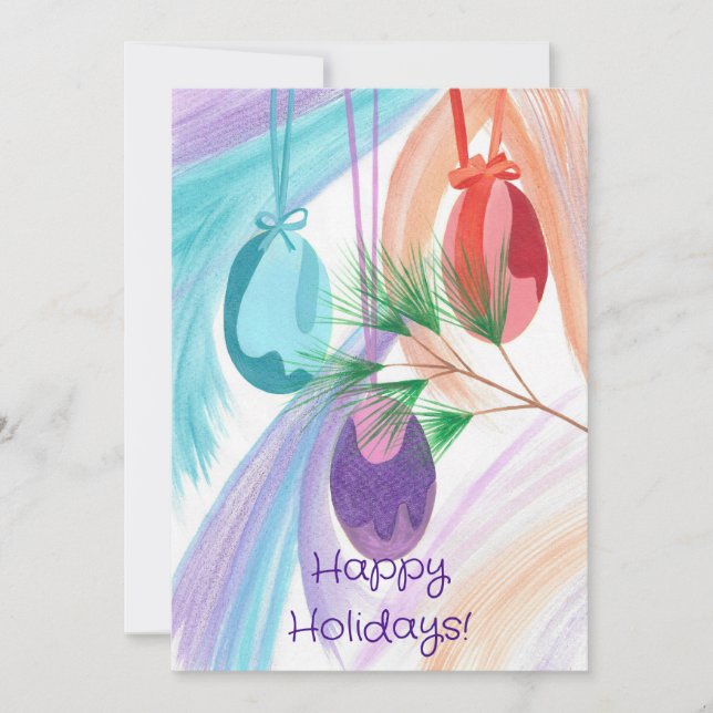 Tarjeta Festiva Three Christmas Balls Holiday greeting cards (Anverso)